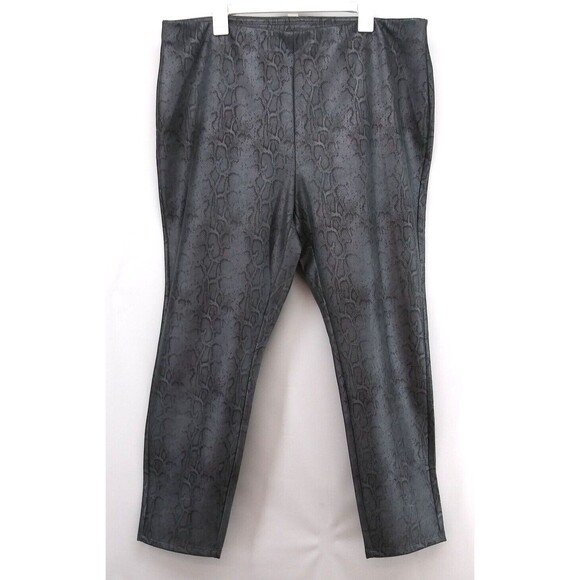 Dennis Basso Pants Womens Size 1X Gray Python Print Faux Leather Leggings - Picture 1 of 9